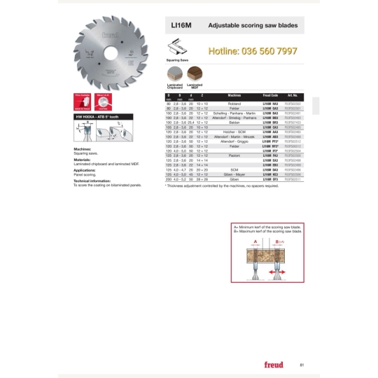 Lưỡi cưa mồi Freud - 120x2.8x22 Z12+12HW  - LI16M AB3